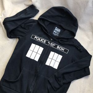Doctor Who Tardis call box zippered hoodie sweatshirt